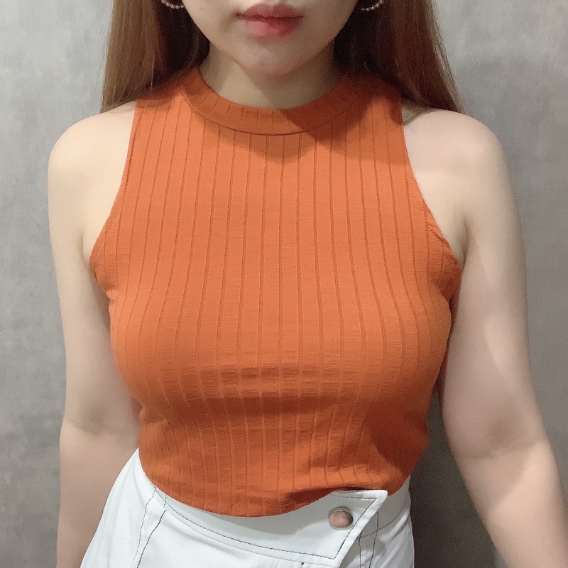 Halter Neck Crop Top | Rib Knit Korean Fashion | Maimon Grosir