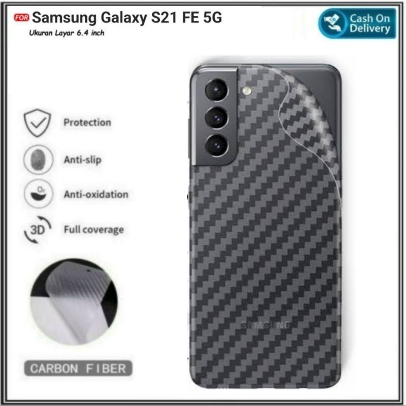 GARSKIN Sticker Carbon Samsung S21 FE 5G 6.4 Inchi Skin Carbon Transparan Fiber Protect Back Carbon