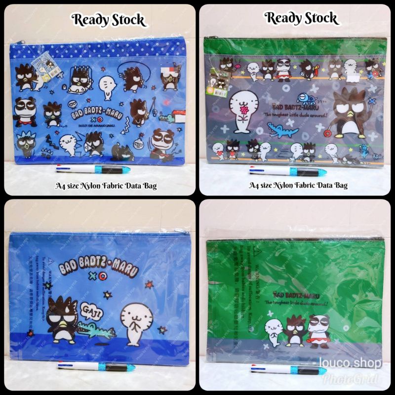 

Nylon Fabric Zipper Data Bag Map File Dokumen A4 Lucu Sanrio Karakter Bad Badtz Maru