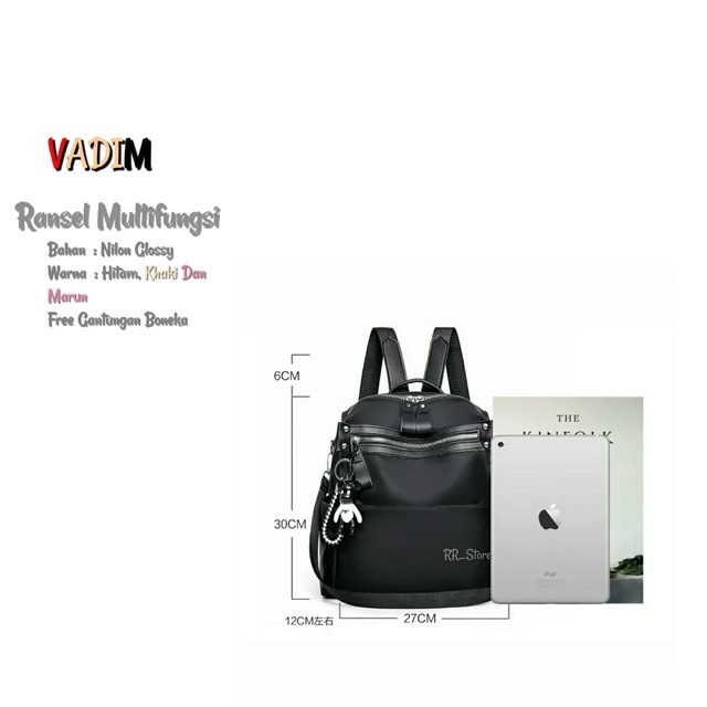 New Backpack Stylish MICRO RUBBY-VADIM Free Asesoris Gantungan / Tas Ransel / Tas Gendong / Tas Bahu