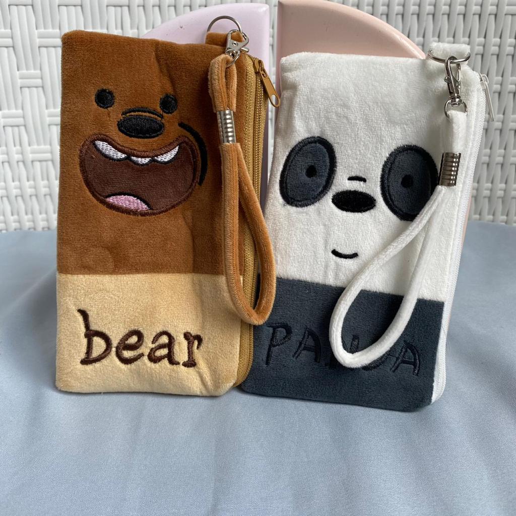 POUCH WE BARE BEARS PERSEGI PANJANG DOMPET KOIN HP WBB IMUT BAHAN KAIN LEMBUT HALUS HARGA TERMURAH KUALITAS TERJAMIN READY GROSIR COD