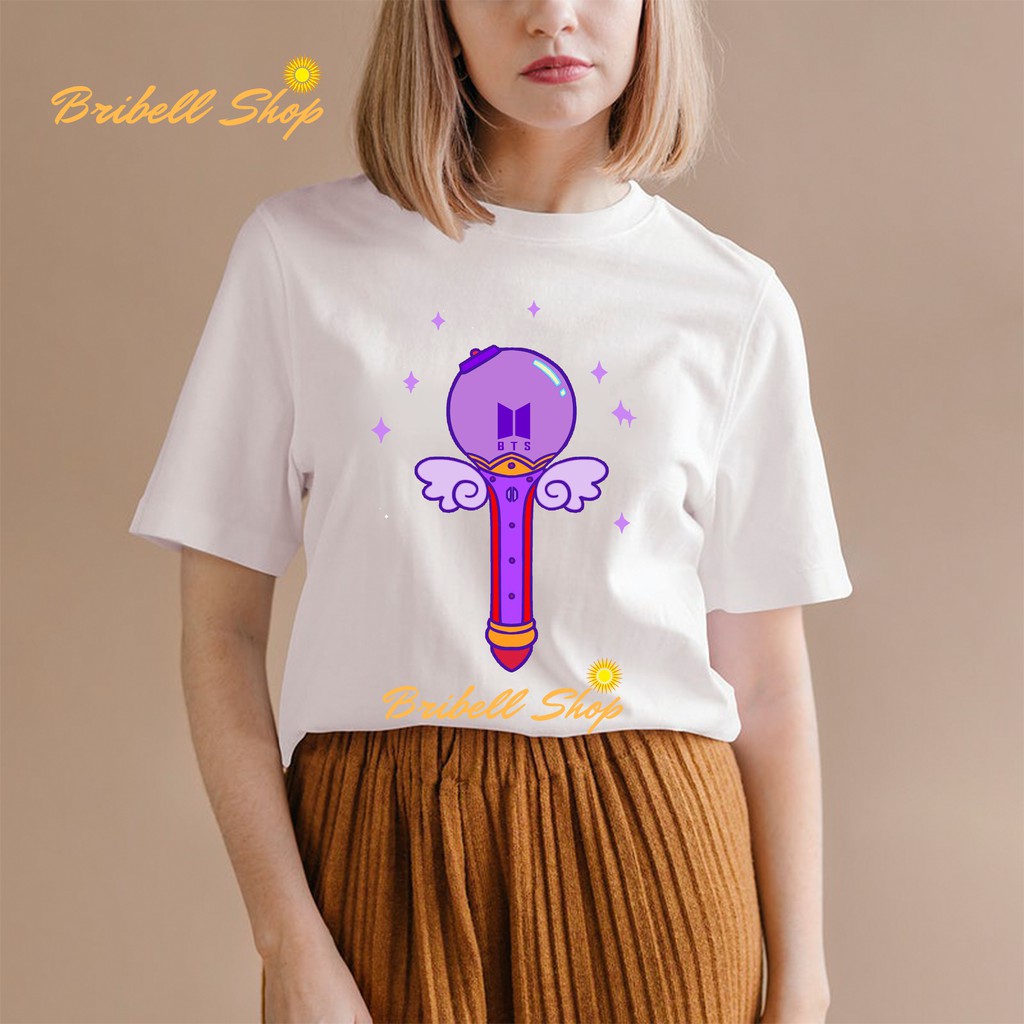 Baju Kaos Wanita dan Pria Lightstick BTS S-XX Lengan Pendek