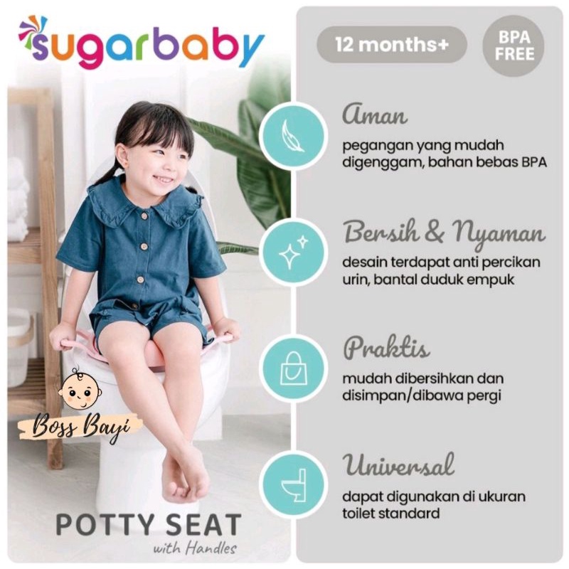 SUGAR BABY - Potty Seat with Handles / Dudukan Closet untuk Anak 12m+