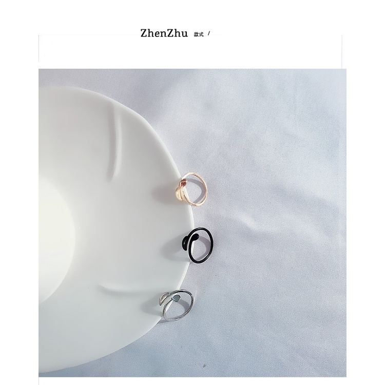 Cincin Model Terbuka Warna Silver Gaya Korea Adjustable Untuk Wanita