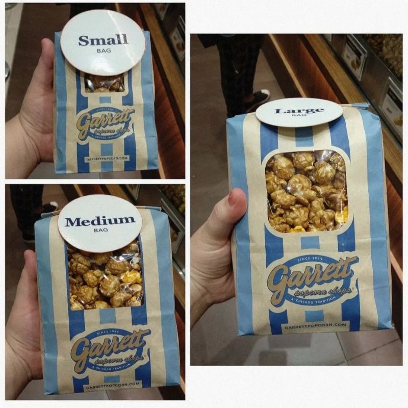 

Garrett popcorn cheese/caramel/Chicago mix