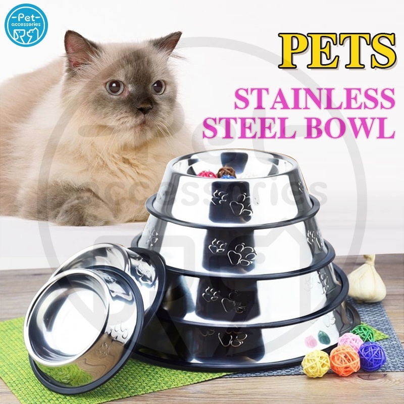 Mangkok Anjing Kucing Stainless Steel Anti Slip Pet Bowl