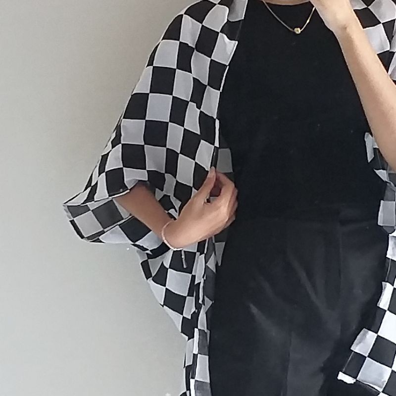 BEFAST - ZFS OOTD Cardigan Outer FILANA / GINGHAM CHECKER SCARF OUTER / Cardigan Kekinian Wanita Remaja ABG / Outer trendy / Fashion Ala Wanita Korean Style / Cardigan Motif Catur / Outer Terlaris / Outfit Cewe Mamba