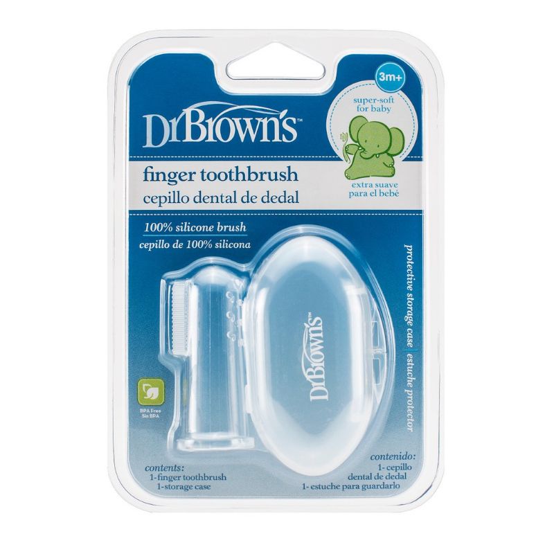 Dr.Brown's Silicone Finger Toothbrush with Case / Dr Browns Sikat Gigi bayi Newborn / Dr Brown sikat lidah bayi dengan wadah penutup - HG010