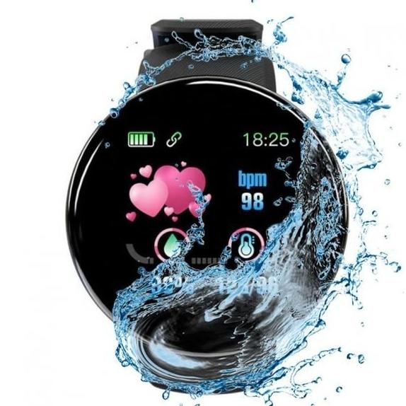 RECOMENDED JAM TANGAN PRIA SMARTWATCH SKMEI D18 BLACK WATER RESISTANT 50 M