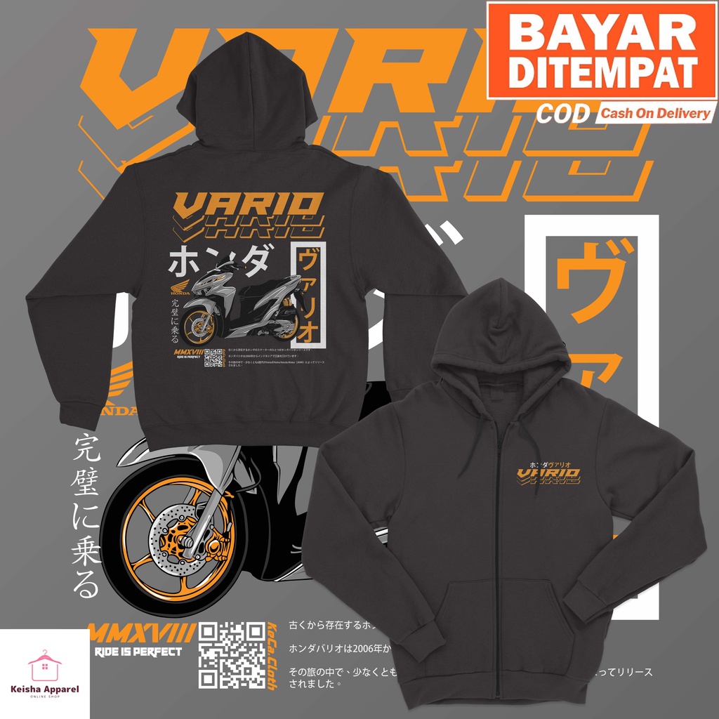 JAKET ZIPPER HONDA VARIO MMXVIII JAKET VARIO PRIA WANITA