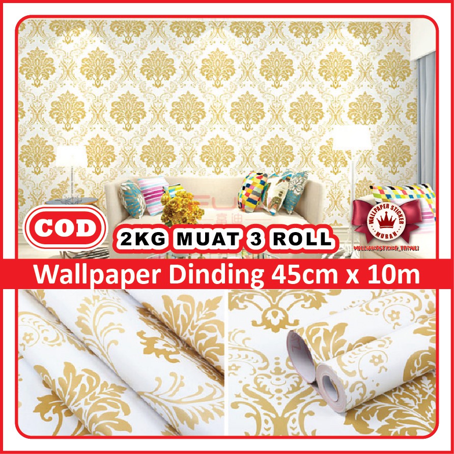  COD TERLARIS WALLPAPER DINDING  MURAH 45CMX10METER 