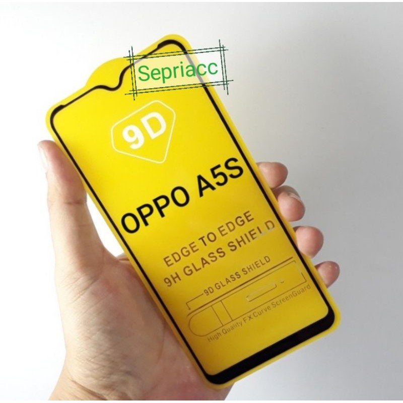 OPPO A5S TEMPERED GLASS LAYAR Full Layar Bening List Hitam