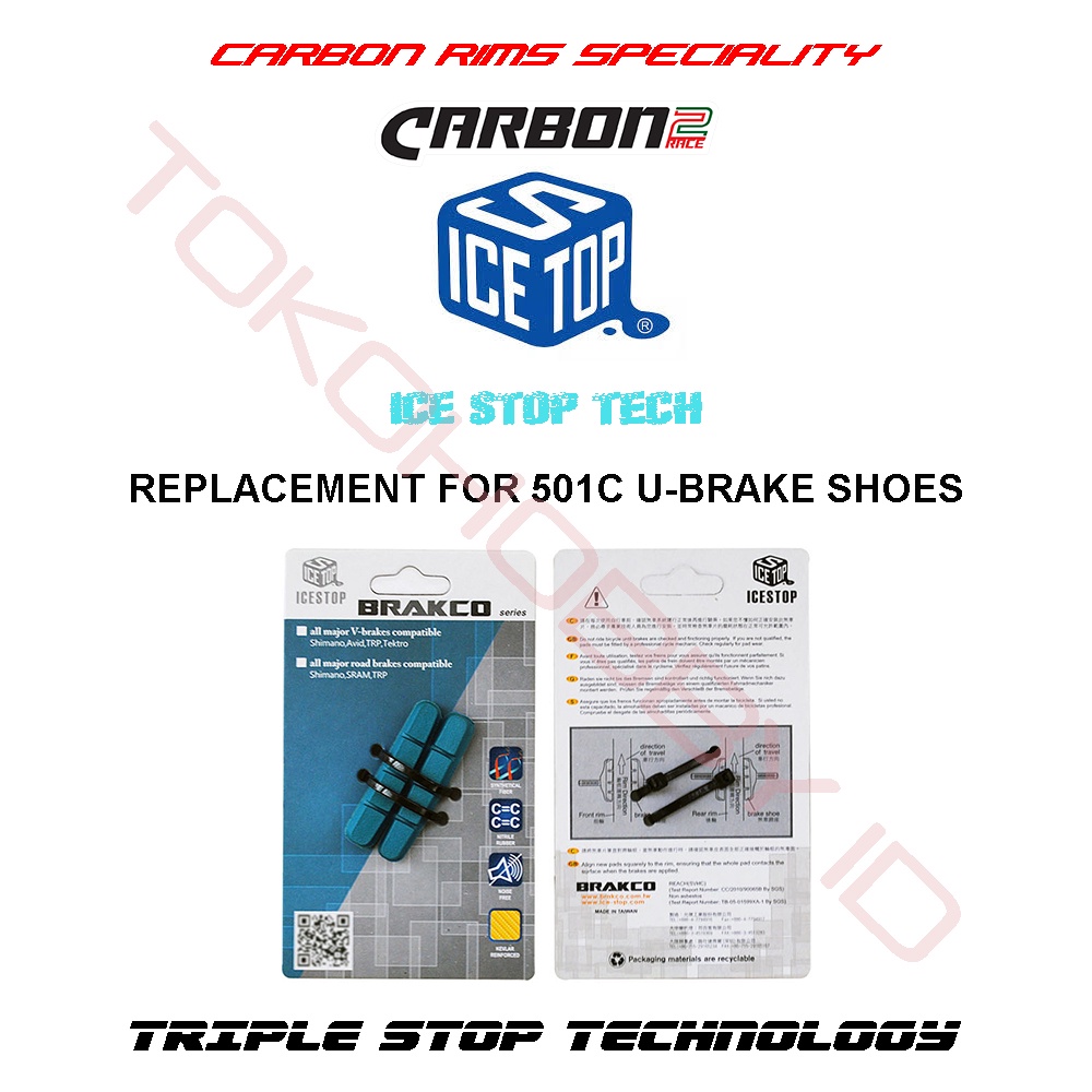 Brakco R501 Carbon Rims Pads Refill Replacement Kampas Rem Ubrake Velg Karbon 501C U-Brake