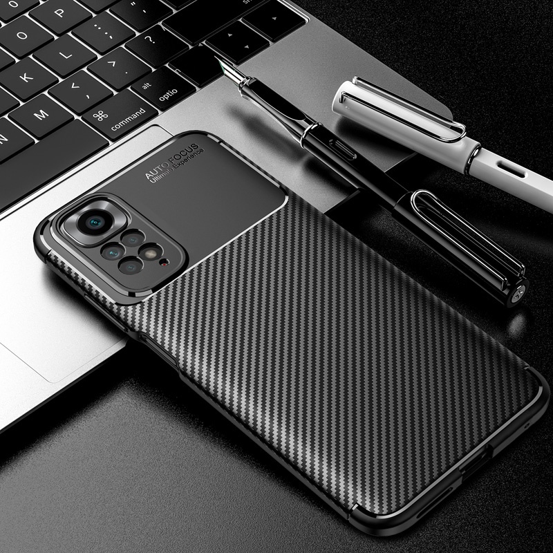 Soft Case Silikon Tekstur Carbon Fiber Shockproof Cover Xiaomi Redmi Note 11 Pro 11S 11