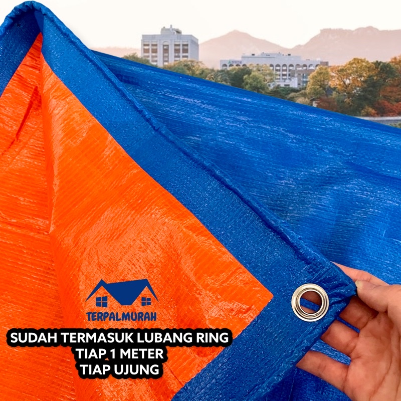 Terpal A5 Korea (Per Meter) Biru Oranye Cap Rajawali Original 100% Termurah