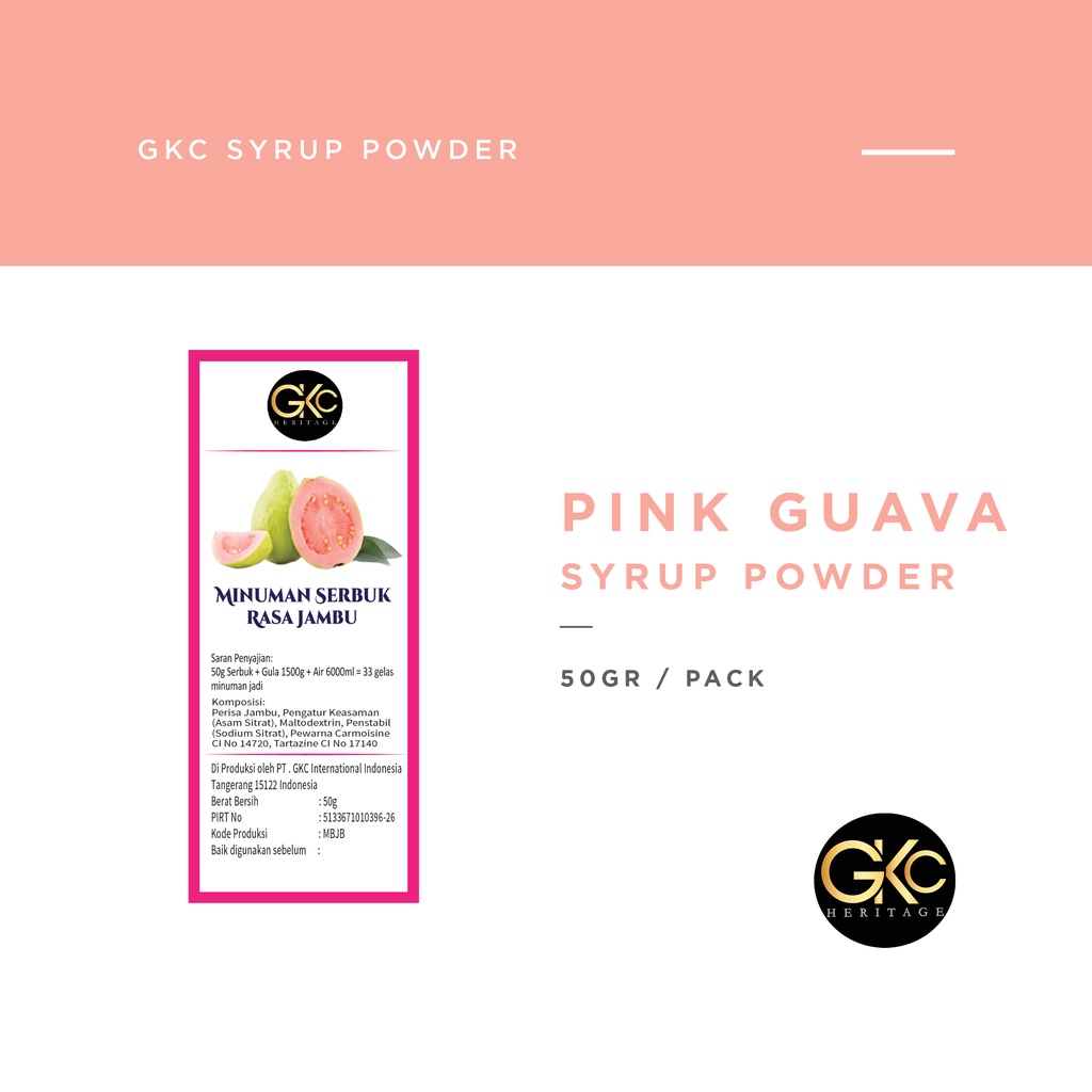 Bubuk Sirup Jambu / Pink Guava Powder Syrup Serbuk Minuman Powder Drink GKC Heritage 50 gram