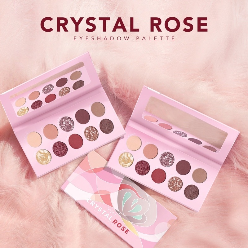 Crystal Rose Eyeshadow Palette 10 Color / Eyeshadow You / Eyeshadow Palette ( YOU MAKEUPS OFFICIAL STORE )