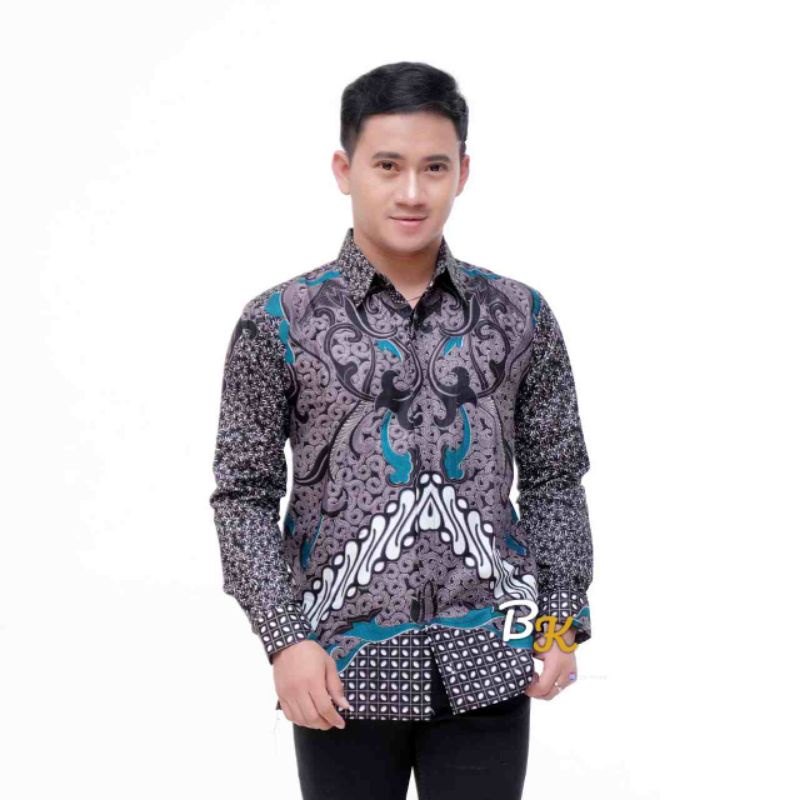 NEW ARRIVAL DISTRO BATIK PRIA BORDIR SOGAN HRB026 BATIKAF-Kmj Dimensi  abu