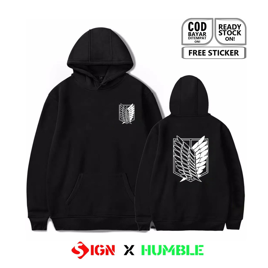 HOODIE ATTACK ON TITAN SHINGEKI NO KYOJIN SNK SCOUTING LEGION PASUKAN EREN YEAGER MIKASA ACKERMAN