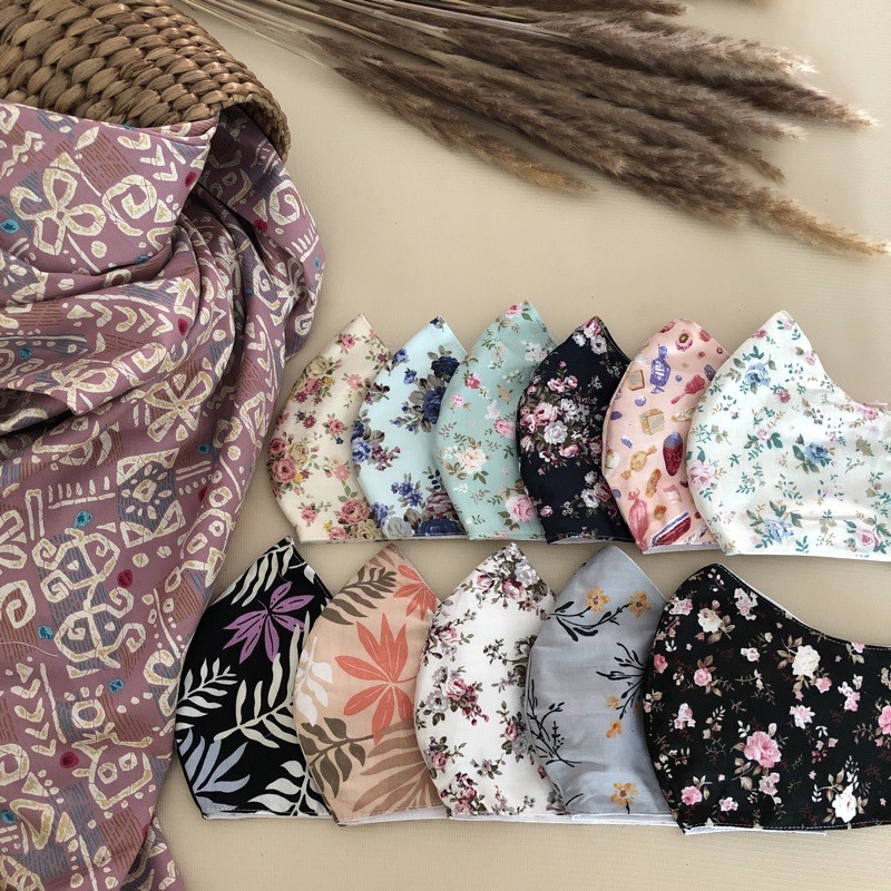 Masker dewasa unisex kain katun jepang motif bunga masker Masker dewasa unisex kain katun jepang motif bunga masker