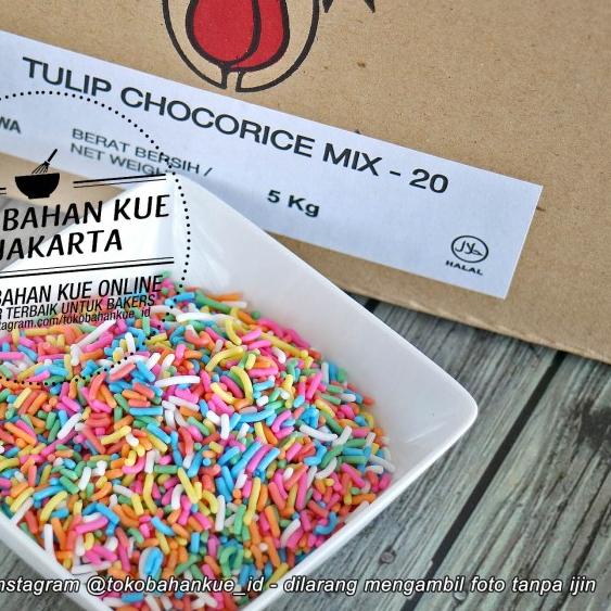 

☃ Tulip Chocorice Mix Meises warna warni Topping Hiasan Kue Repack 250gr ♤