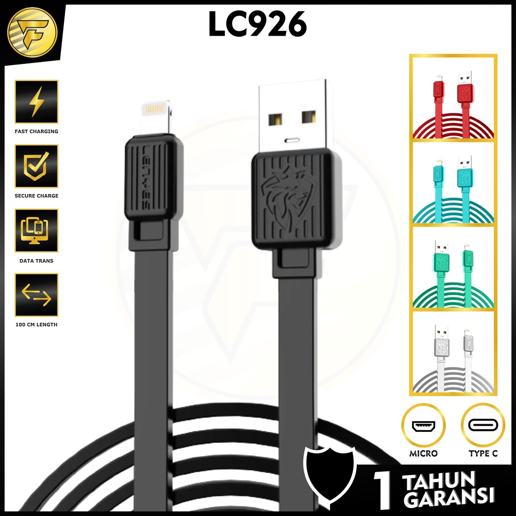 LENYES LC926 Kabel data 2.4A Fast Charging Lightning Type C Micro USB 1 Meter kabel cas