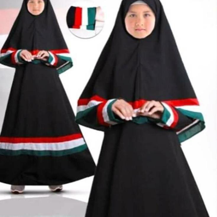 Model Baru.. [PROMO] GAMIS Palestina SET HIJAB CADAR  Anak dewasa Wolfis MUSLIM