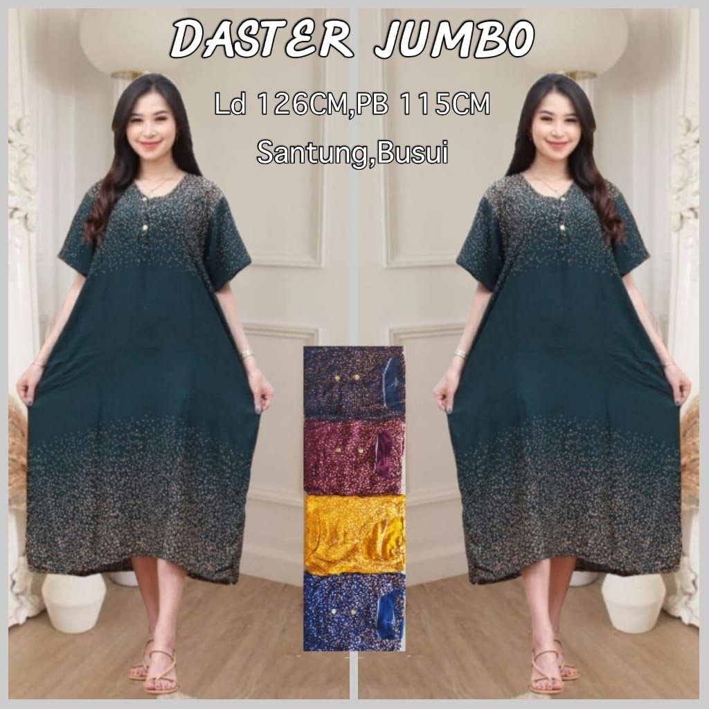 Daster Jumbo Wayang LD 130 | Daster Batik Super Jumbo Lengan Pendek Model Kekinian Kancing Depan Busui Motif Terbaru Murah