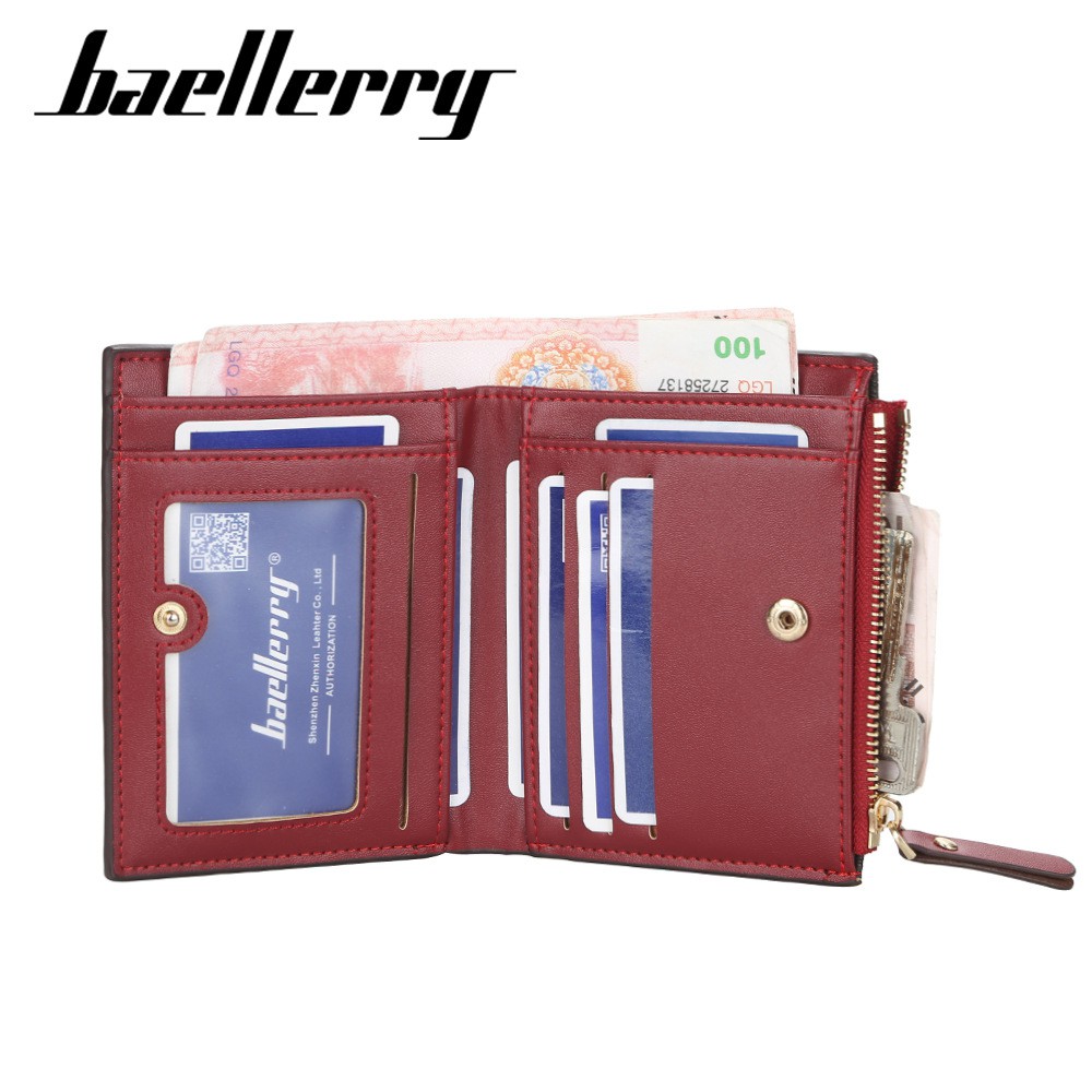 DOMPET LIPAT WANITA BAELLERRY ORIGINAL PREMIUM KECIL COKLAT KULIT STATESA WA327B7 KARTU IMPORT KOREA