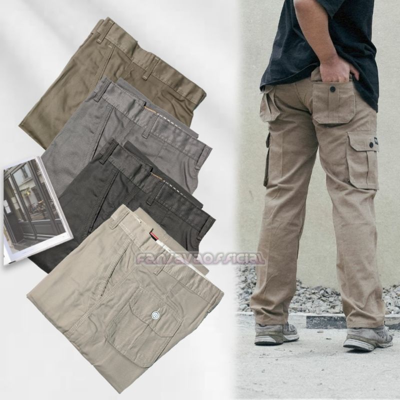 CELANA CARGO PANJANG REGULAR cargo pants celana kargo 27-32 Hitam Grey Cream Mocca Normal Size