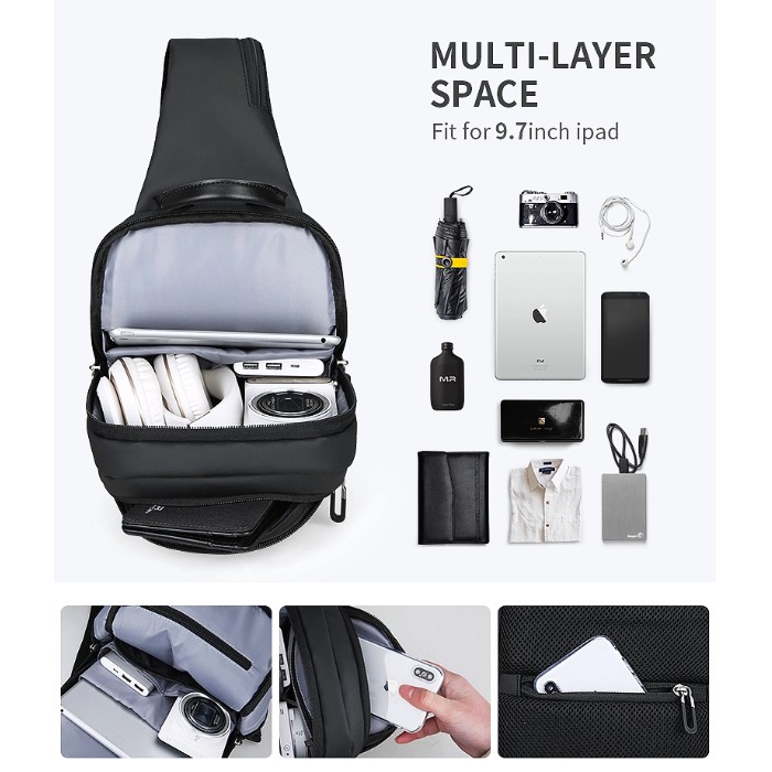 Tas Selempang MARK RYDEN MR7191 Original Ori Sling Bag Anti Maling USB