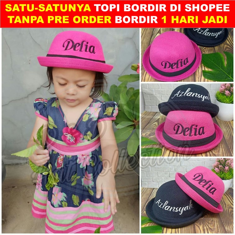 TOPI CAPLIN ANAK CUSTOM BORDIR NAMA DESAIN LOGO