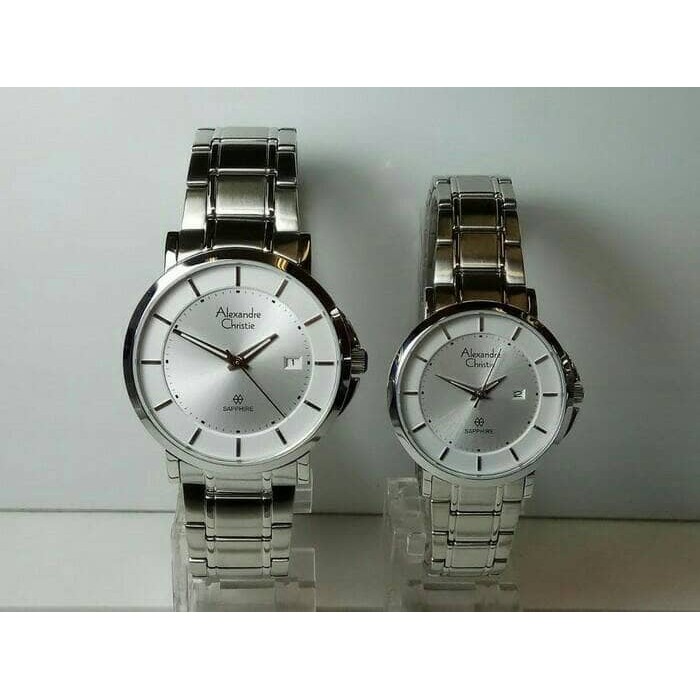 ALEXANDRE CHRISTIE WATCH AC 8545 COUPLE HARGA SATUAN SILVER WHITE ORIGINAL