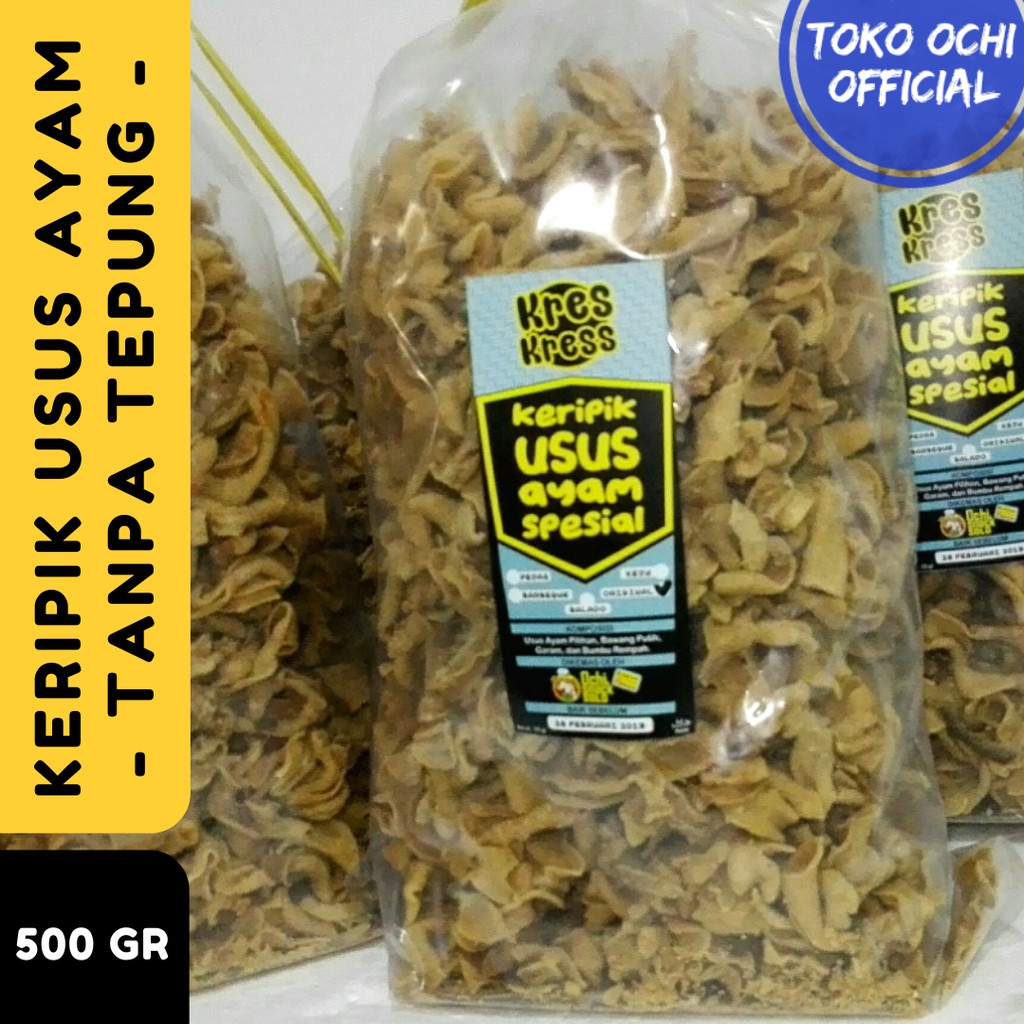 

KERIPIK USUS AYAM TANPA TEPUNG 500 GR OCHI SNACK - KETO FRIENDLY