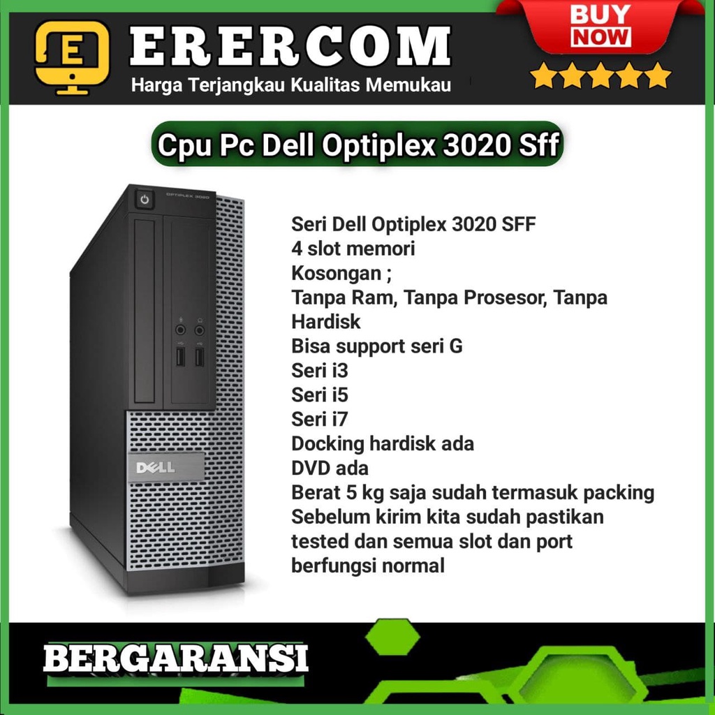 Cpu Pc Komputer Mini Merk Dell Optiplex 3020 SFF gen 4 Socket 1150 haswell kosongan