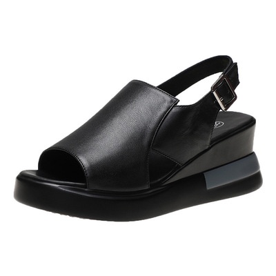 [ Import Design ] Sepatu Sandal Wedges Wanita Import Premium Quality Sandal Gunung ID140-HITAM