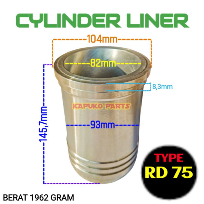 RD 75 CYLINDER LINER UNTUK MESIN DIESEL KUBOTA
