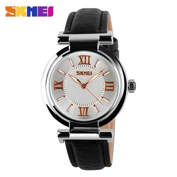 Jam Tangan Wanita Cewek Kulit Original SKMEI Casio gues rolex Anti Air - Hitam