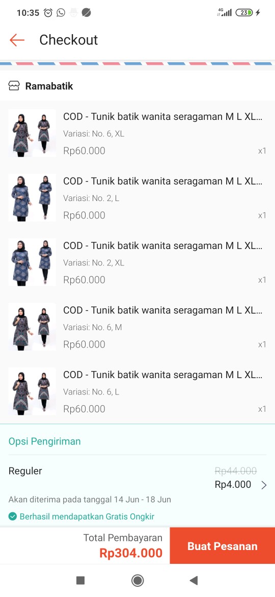 Cod - Tunik Batik Wanita Seragaman M L Xl Xxl Jumbo