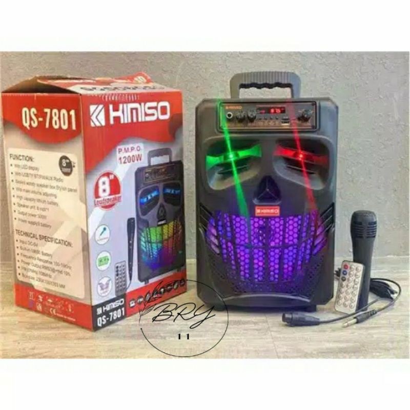 bry11 - Speaker Karaoke Bluetooth Speaker Bluetooth QS-7801 08 INCHI Free Mic Dan Remot Super Bas