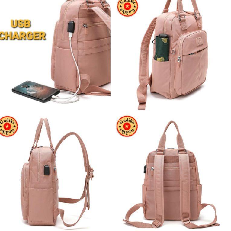 Gudika - Tas ransel wanita gudika 5206 nilon waterproof port USB Best Terlaris