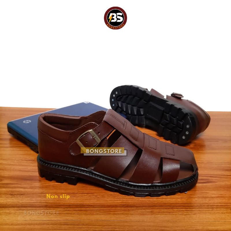 sepatu sandal pria kulit asli berkualitas premium sandal sepatu pria brongsong kulit asli terlaris