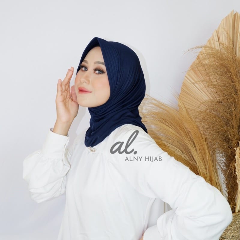 Alny Hijab - Jilbab Sport /Jilbab Lycra Instan Jokowi / Bergo Sport-Volly Navy