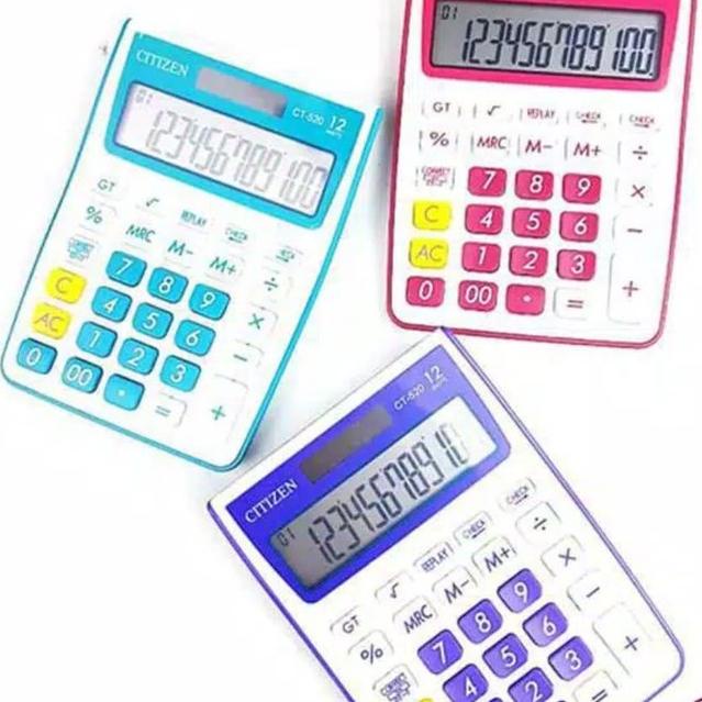 

[KODE MTJHO] KALKULATOR CITIZEN CT - 520 WARNA 12 DIGIT CHECK CORRECT MANIS COLOUR CALCULATOR