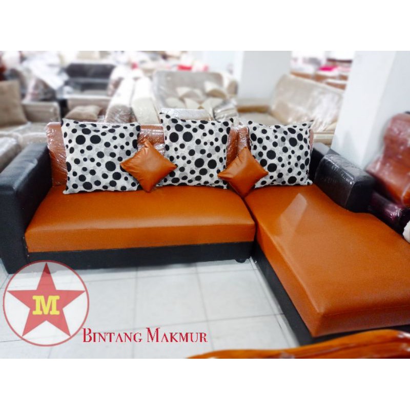 Sofa sudut L ekonomis bahan oscar murah