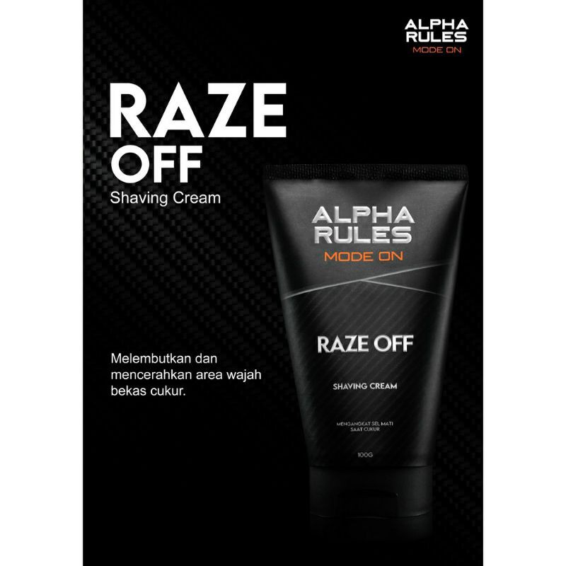 ALPHA RULES RAZE OFF 100ml SHAVING CREAM male cleaner alpharules cukur pembersih muka jenggot brewok