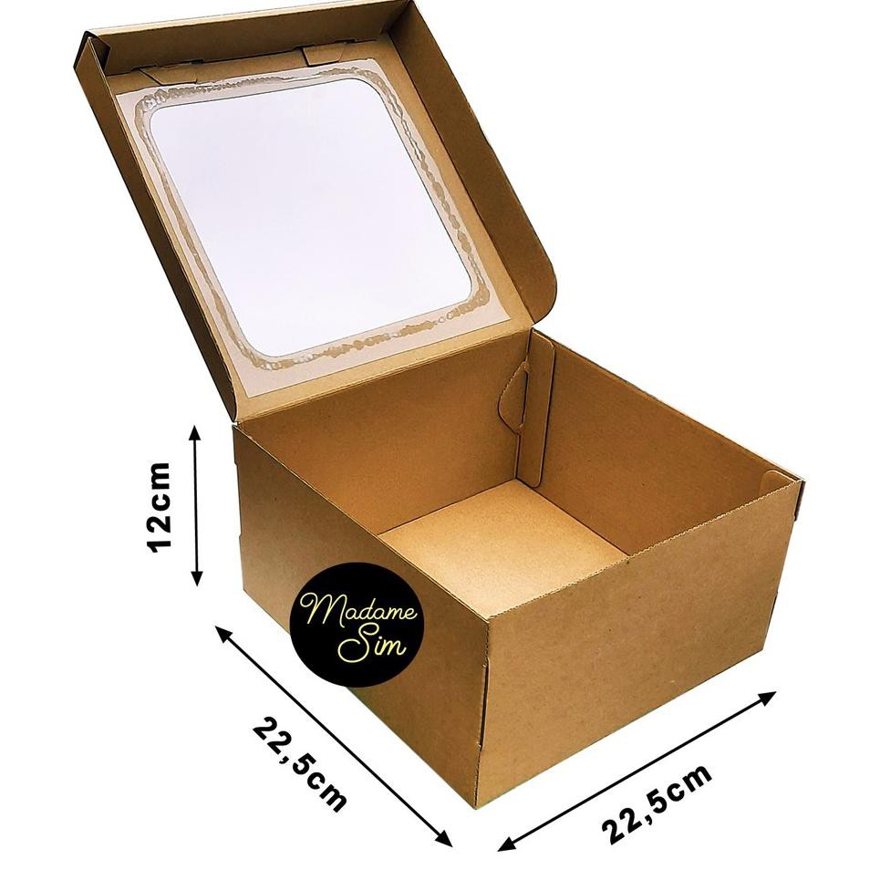 

AdAzh KOTAK KUE - CAKE BOX 22 x 22 x 12 CM - COKLAT + JENDELA (ISI 10 PCS)Code.K.2.O.0.0.2