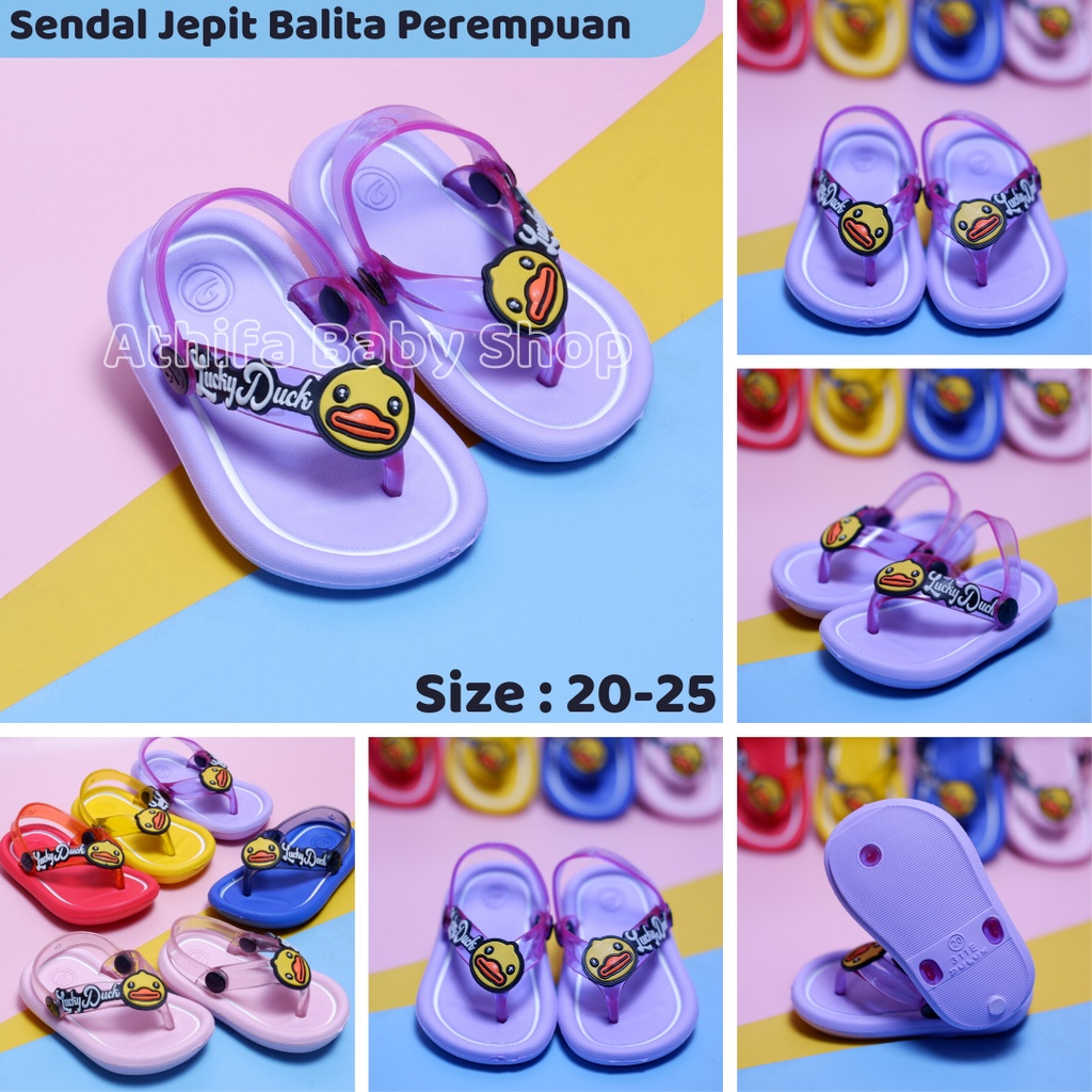 Sandal Jepit Anak Perempuan Bayi Balita Tali Belakang Usia 6 Bulan 1 2 3 Tahun Karakter Bebek Sendal Spon Gunung Karet Balita Prewalker Bayi Cewek -311-