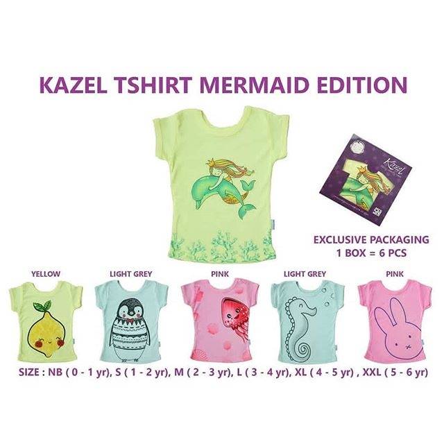 (1Pcs) KAZEL TSHIRT GIRL MERMAID Size XL &amp; XXL