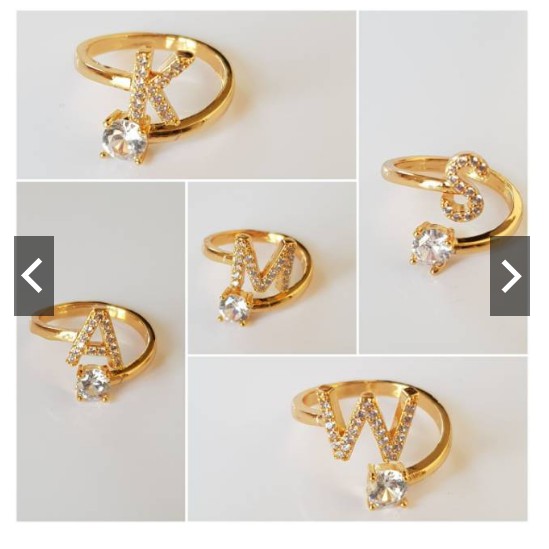 Fifi Fashion Cincin xuping / cincin alfabet GOLD / cincin huruf Xuping/ cincin inisial nama xuping